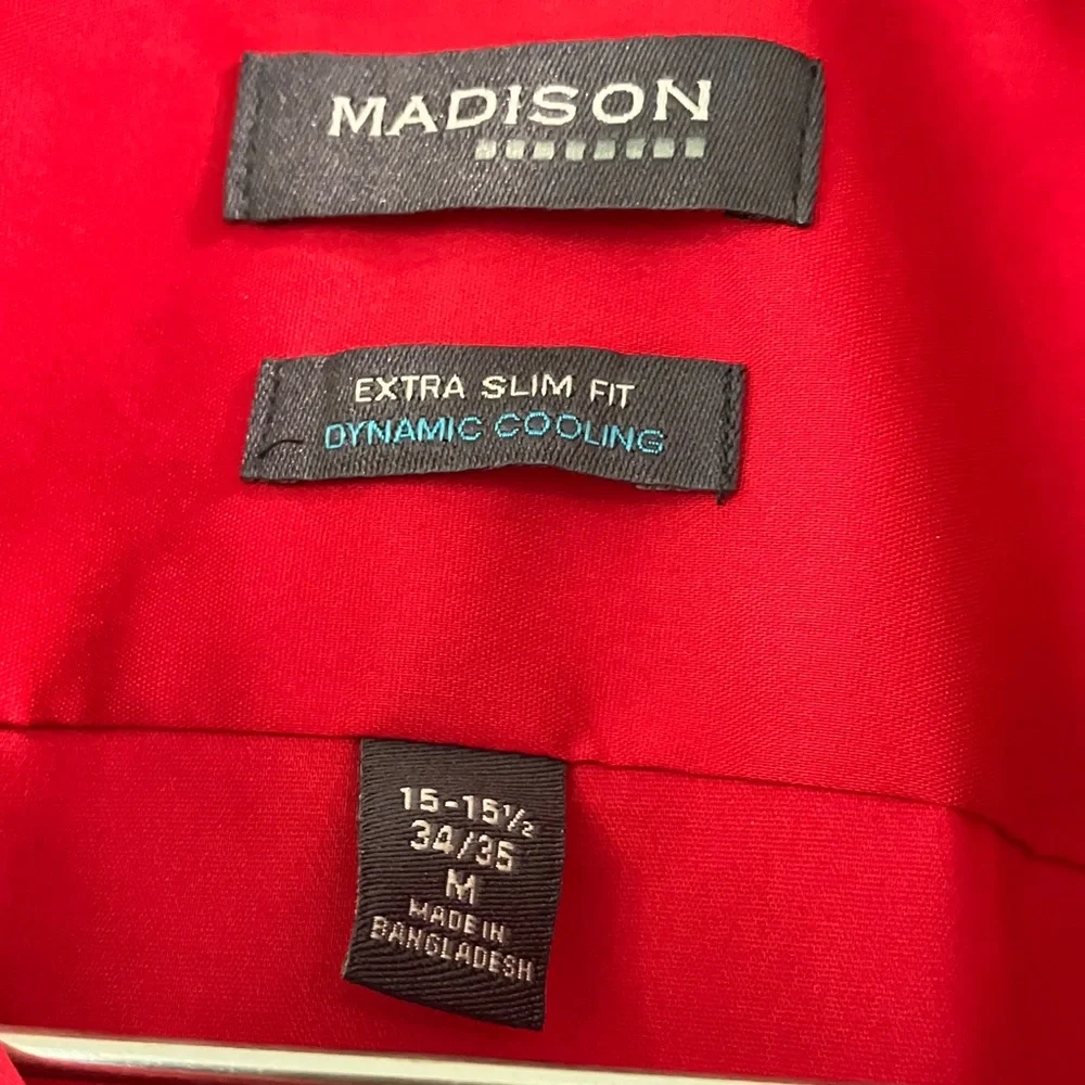 Madison Men's Red Dynamic Cooling Dress Shirt Extra Slim - Picture 2 of 5